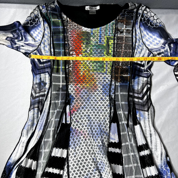 Ania. A Womens‎ Large Tunic Top Flowy Multicolor Layered Sheer Mixed Media Artsy - Picture 6 of 12